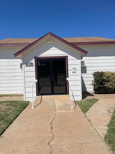 Church building entrance view